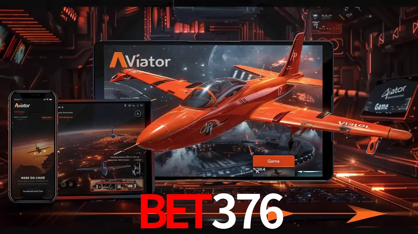 Apresentação tecnológica do jogo Aviator com um avião saindo da tela de um tablet, demonstrando a experiência imersiva em múltiplos dispositivos no bet376.