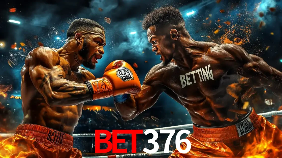 Dois boxeadores em uma luta intensa e explosiva, representando a adrenalina e as oportunidades de apostas em esportes de combate disponíveis na plataforma bet376.