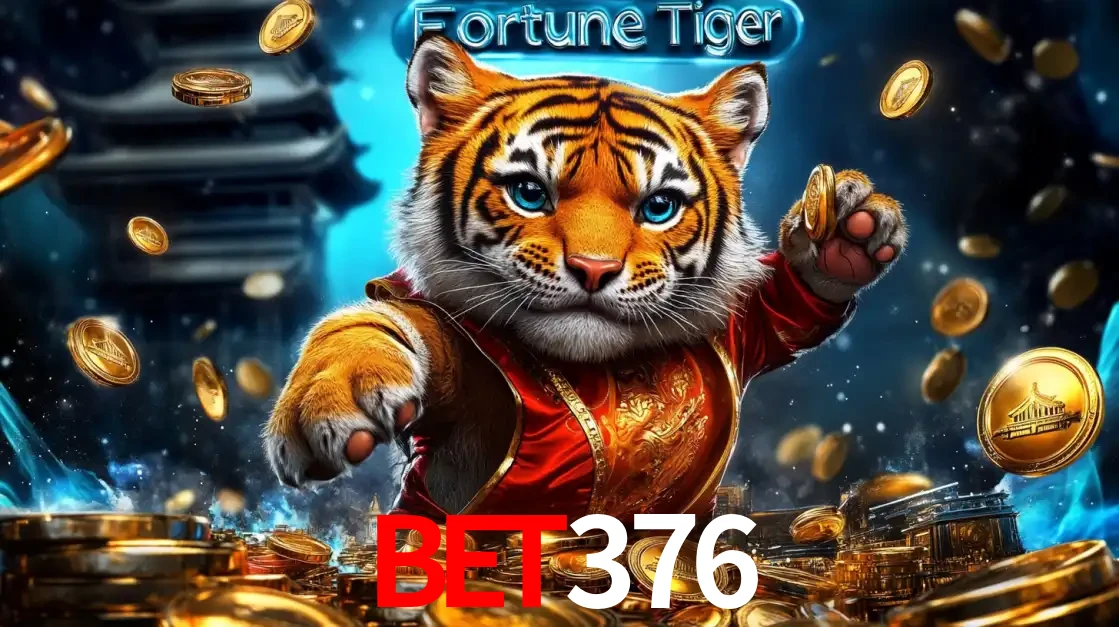 Imagem promocional do jogo de slot Fortune Tiger, com um tigre majestoso em traje tradicional cercado por uma fortuna em moedas de ouro, disponível agora no cassino bet376.